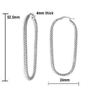   Textured Shank Beautiful and Unusual Oval Shaped 24MM Hoop Earring