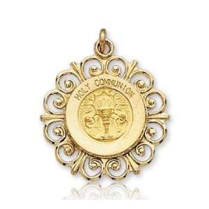  14k Yellow Gold Eucharist Carved Holy Communion Medal 