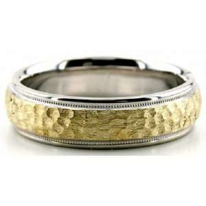  Palladium & 18K Gold Two Tone Wedding Bands 6.00mm Shiny Jewelry