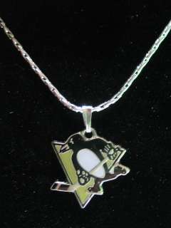 PITTSBURGH PENGUINS HOCKEY SILVER CHAIN CHARM NECKLACE  