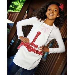   christmas candy dot apron   white with red dots