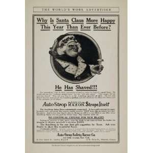 1908 Ad AutoStrop Safety Razor Santa Claus Christmas   Original Print 