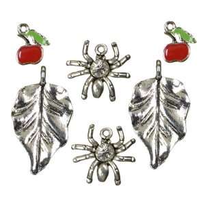  6pc Spider, Leaf, & Cherry Charms Arts, Crafts & Sewing