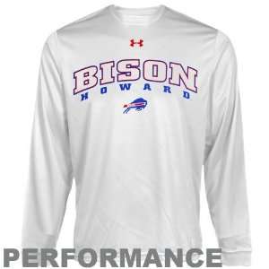   Bison White HeatGear Training Performance Long Sleeve T shirt: Sports