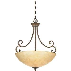   Inch Pendant With 3 Uplights with Painted Crackle Glass, Sepia Finish