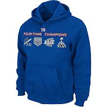 New York Giants 4 Time Super Bowl Champions Hooded Sweatshirt   NFL 