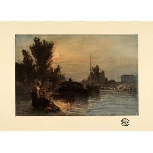  Painting Water Reflection Boat   Original Color Print: Home & Kitchen