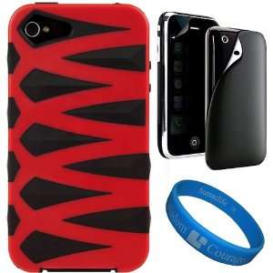 Red Sharp Stone TPU Protective Silicone Skin Cover for Apple iPhone 4S 