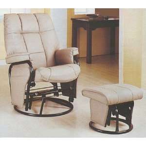   Bone Leatherette Swivel Glider/Recliner Chair with Matching Ottoman