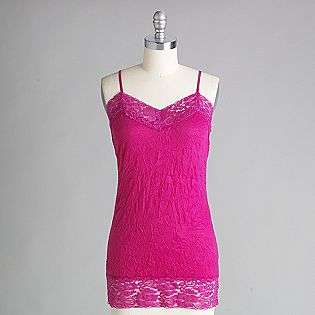   Solid Crinkle Lace Trim Tank  One Step Up Clothing Juniors Tops