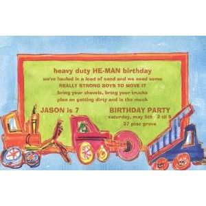  Dirt Movers, Custom Personalized Boy Birthday Invitation 
