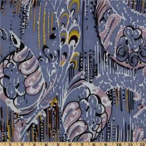  44 Wide Jacquard Silk Chiffon Abstract Indigo Fabric By 