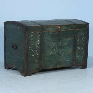 HUGE Antique Russian Original Painted Trunk Chest DATED 1871  