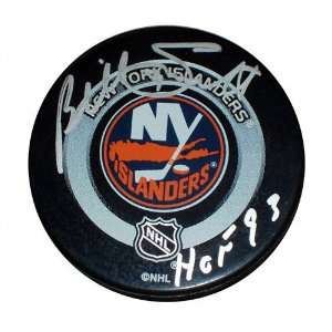 Billy Smith New York Islanders Autographed Game Model Puck with HOF 