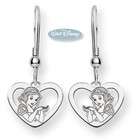     14k White Gold Disney Snow White Heart Shaped Wire Hook Earrings