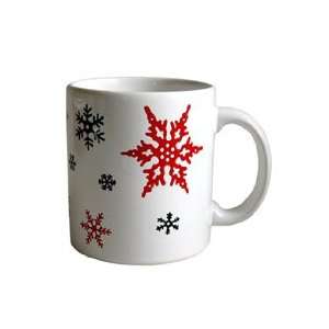   Christmas White Coffee Tea Mug Snowflakes 