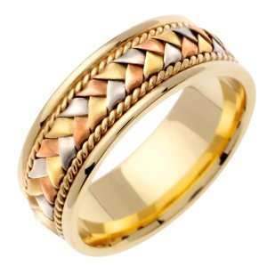   Gold comfort fit Basket Weaved Braided Mens Wedding Band Jewelry