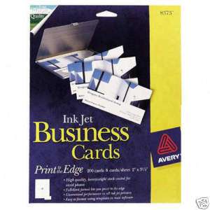 Avery PHOTO QUALITY BUSINESS CARD STOCK InkJet Wht200pk  