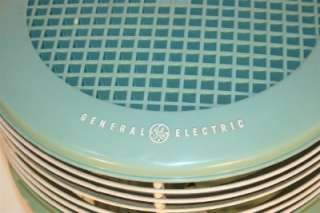   General Electric Mint Green 3 Speed Floor Hassock Dual Blade Stool Fan