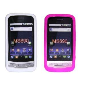  LG Optimus M690 White and Hot Pink Silicon Cases 