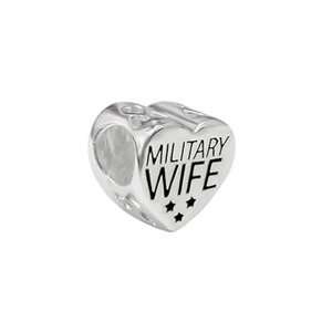 My Beads Sterling Silver Enamel Heart Military Wife Bead 