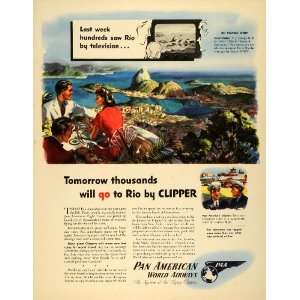 1945 Ad Pan American World Airways Airline Rio de Janeiro Clipper 