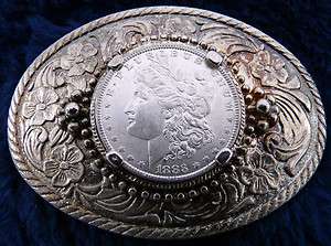 Vintage Western 1883 Morgan Silver Dollar Belt Buckle  