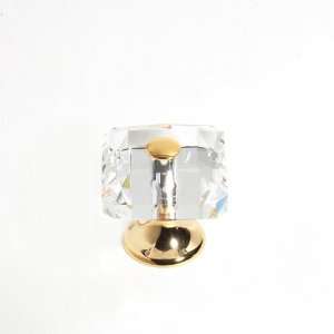   Faceted 31% Lead Crystal Knob W/Cap(Jvj38324) 24 K Gold Plated/Crystal