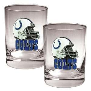  Indianapolis Colts NFL 2pc Rocks Glass Set   Helmet logo 