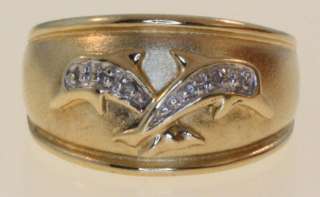   diamond dolphin ring genuine estate vintage fashion antique  