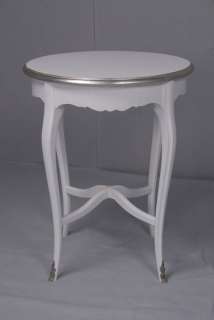 Beistelltisch antik   Tisch im edlen Barock Stil   weiß / silber in 