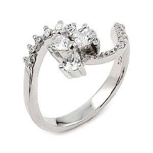   Cz With 3 Pear Shape Center Stones Ring   Sale   RingSize 8 Jewelry