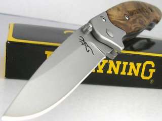 Browning Linerlock Stainless Blond Wood Handle Knife  