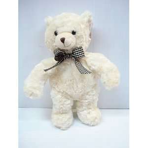  Plush 12 Bear with Ribbon   White w/Black: Toys & Games