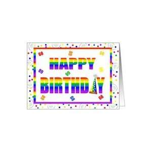  68 Years Old Happy Birthday Rainbow Hat & Letters Card 