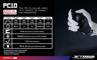 JETBeam PC10 XM L Flashlight  550 Lumens  Worldwide Shipping  