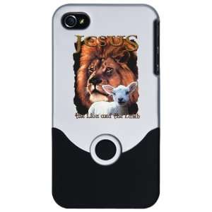  iPhone 4 or 4S Slider Case Silver Jesus The Lion And The 