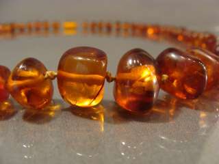 1930s ART DECO NATURAL COGNAC AMBER BEADS LADY NECKLACE  