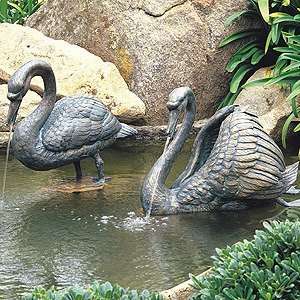    Large Bronze Ruffled Swan Garden Fountain Patio, Lawn & Garden