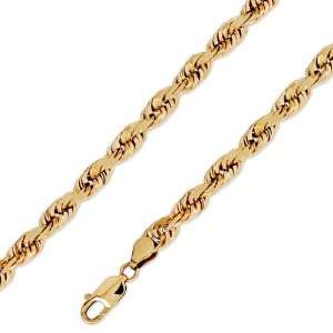  14K Solid Yellow Gold D.C. Rope Chain Necklace 6mm (15/64 