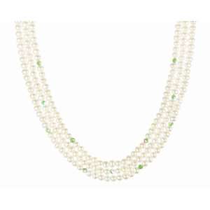   August Birthstone Peridot Color and White Freshwater Cultured Pearl