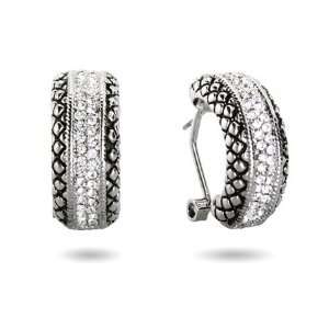  Pave CZ Bali Style Leverback Earrings Eves Addiction 