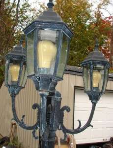   Shabby Outside Street Light Beveled Glass Lantern Cast Aluminum  