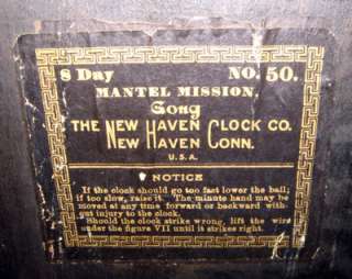 American New Haven Mission Clock ca1913  