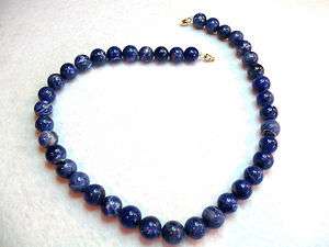 Vintage Artisan Blue Lapis lazuli Bead Necklace Beauty  