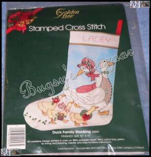 Golden Bee DUCK FAMILY STOCKING Stamped Cross Stitch Christmas Kit 