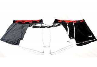 Puma Mens Sport 3 Pair Boxer Briefs Black/White/Grey Underwear  