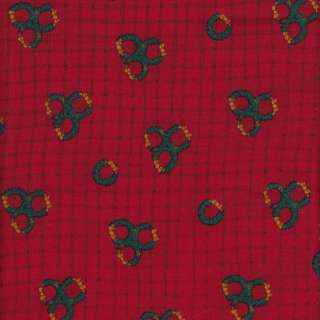 KP K P Kids Kari Pearson Fabric Small Tossed Christmas Wreaths Red SSI 