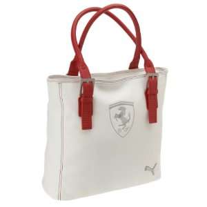 PUMA Handtasche Ferrari LS Shopper, white rosso corsa, 38 x 37 x 13 cm 
