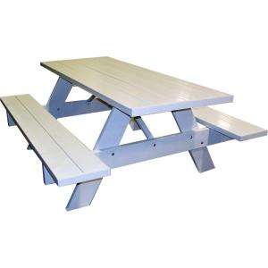 DuraTrel 60 in. x 72 in. Wood/Plastic White Patio Picnic Table 11114 
